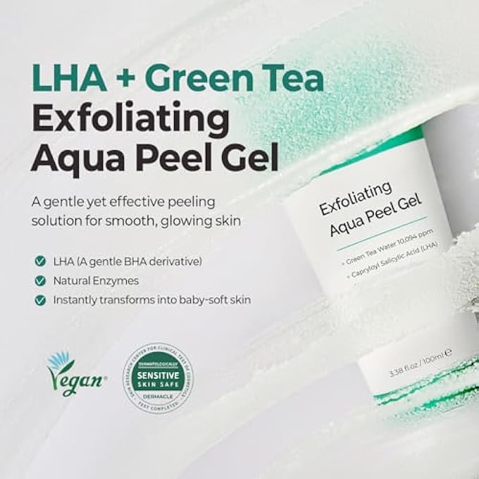 MOTHER MADE LHA GREEN TEA EXFOLIATING AQUA PEEL GEL, DEEP PORE FACE EXFOLIANT, GENTLE FACIAL EXFOLIATOR, DEAD SKIN REMOVER, NATURAL CELLULOSE FOR PEELING, VEGAN, KOREAN SKINCARE, 100 ML - Image 2